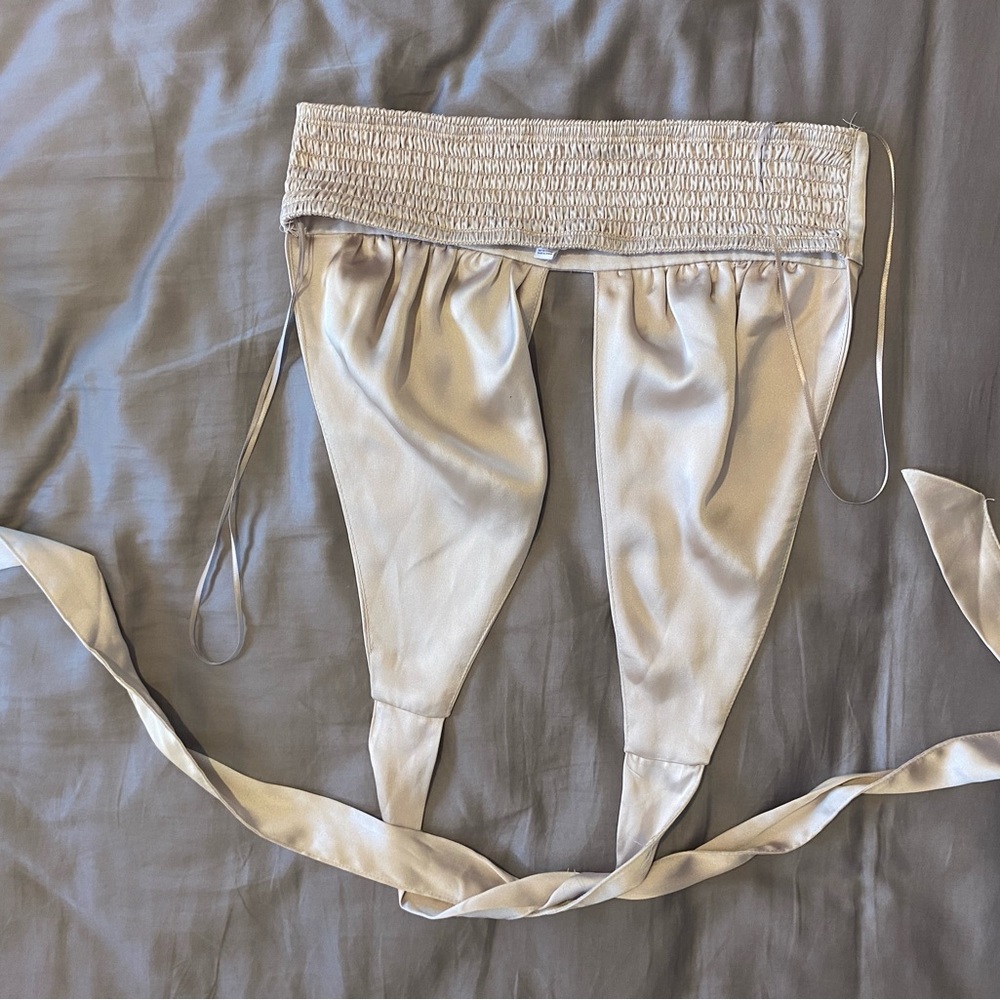Garage Satin Halter Top in Cream - Picture 2 of 4
